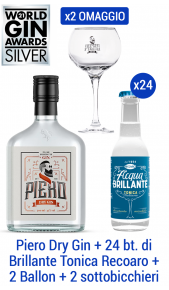 1 bt. Dry Gin Piero + 24 bt. Brillante Recoaro Kit Gin Tonic Piero + Recoaro