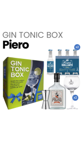 Box regalo Gin Piero (Piero Dry Gin 0,70 l + Acqua tonica Recoaro + accessori) Gin Tonic Box