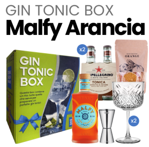 Box regalo Gin Malfy Arancia (Gin Malfy Arancia + Acqua tonica San Pellegrino + accessori) Gin Tonic Box
