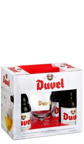 Confezione regalo birra Duvel 4 x 0,33 l + 1 Bicchiere