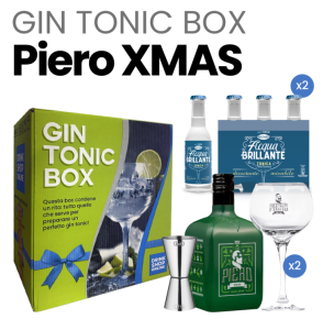 Box regalo Gin Piero XMAS (Piero XMAS Gin Limited Ed. + Acqua tonica Recoaro + accessori) Gin Tonic Box