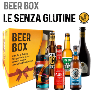 Box regalo selezione birre senza glutine (10 bottiglie + 2 calici birra) Beer box "Le senza glutine"