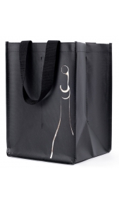Shopper 4 bottiglie nera in TNT 